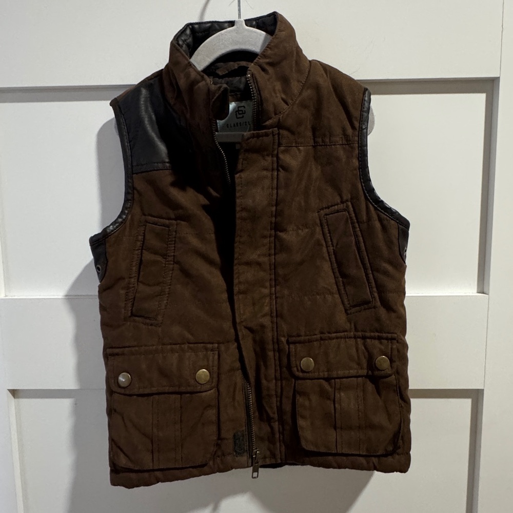Class Club Brown Vest with Dark Brown Details size 4/5